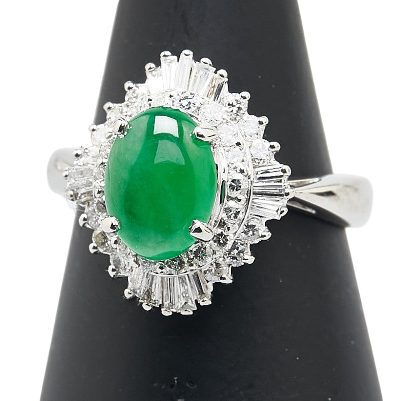 Pt900 プラチナ ヒスイ1.41ct ダイヤ0.55ct リング 指輪 レディース 8.5号 【中古】