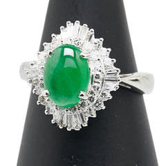 Pt900 プラチナ ヒスイ1.41ct ダイヤ0.55ct リング 指輪 レディース 8.5号 【中古】