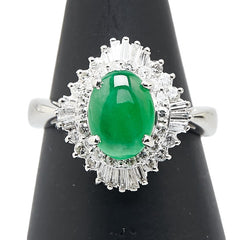 Pt900 プラチナ ヒスイ1.41ct ダイヤ0.55ct リング 指輪 レディース 8.5号 【中古】