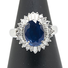 Pt900 プラチナ サファイア2.22ct ダイヤ0.46ct リング 指輪 レディース 8号 【中古】