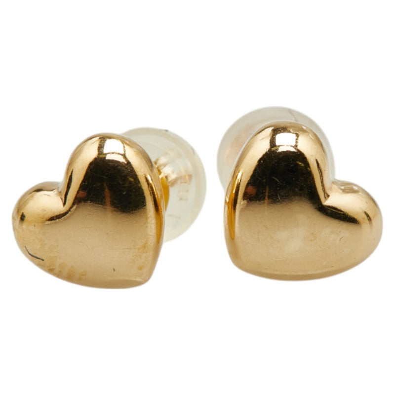 K18YG イエローゴールド ハート モチーフ ピアス レディース 【中古】