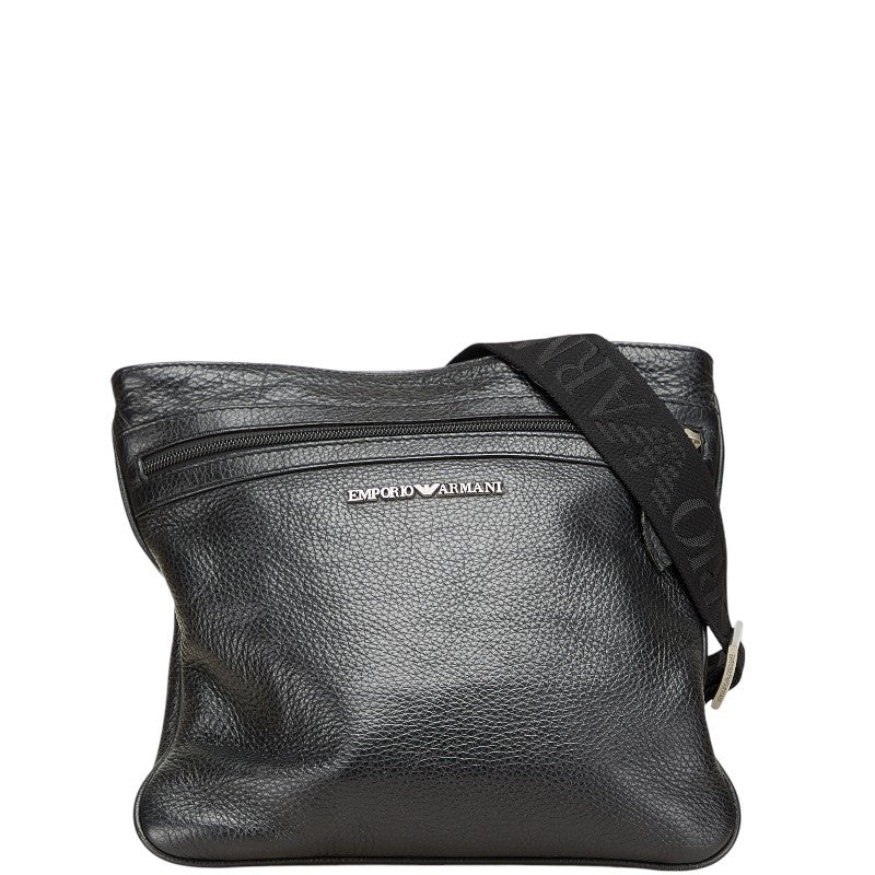アルマーニ ロゴ ショルダーバッグ ブラック レザー レディース ARMANI 【中古】