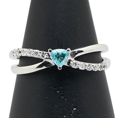 K18WG ホワイトゴールド パライバトルマリン0.17ct ダイヤ0.12ct リング 指輪 レディース 14.5号 【中古】