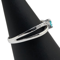 K18WG ホワイトゴールド パライバトルマリン0.17ct ダイヤ0.12ct リング 指輪 レディース 14.5号 【中古】