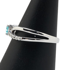K18WG ホワイトゴールド パライバトルマリン0.17ct ダイヤ0.12ct リング 指輪 レディース 14.5号 【中古】