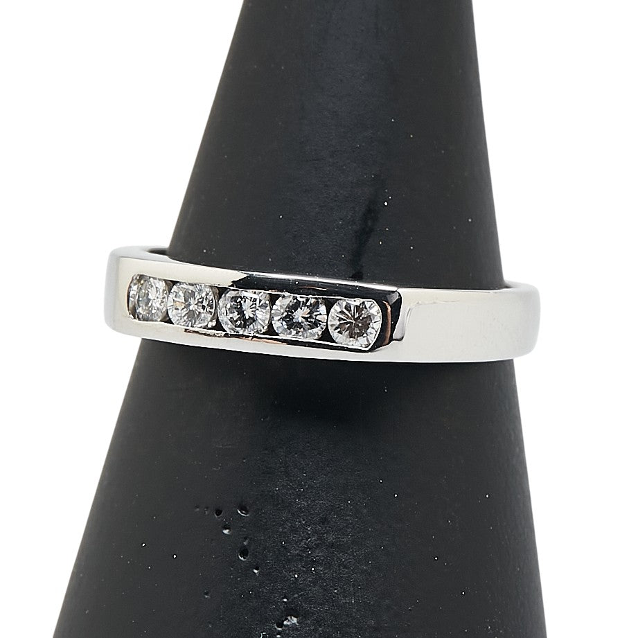 Pt900 プラチナ ダイヤ0.21ct 一文字 リング 指輪 レディース 9.5号 【中古】