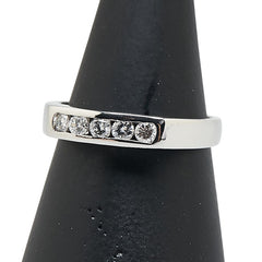 Pt900 プラチナ ダイヤ0.21ct 一文字 リング 指輪 レディース 9.5号 【中古】