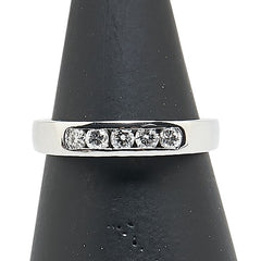 Pt900 プラチナ ダイヤ0.21ct 一文字 リング 指輪 レディース 9.5号 【中古】