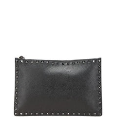 ヴァレンティノ ロックスタッズ クラッチバッグ ブラック レザー レディース VALENTINO 【中古】