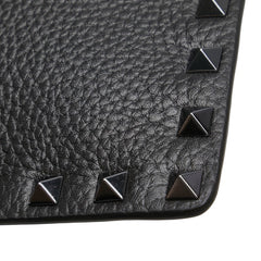 ヴァレンティノ ロックスタッズ クラッチバッグ ブラック レザー レディース VALENTINO 【中古】