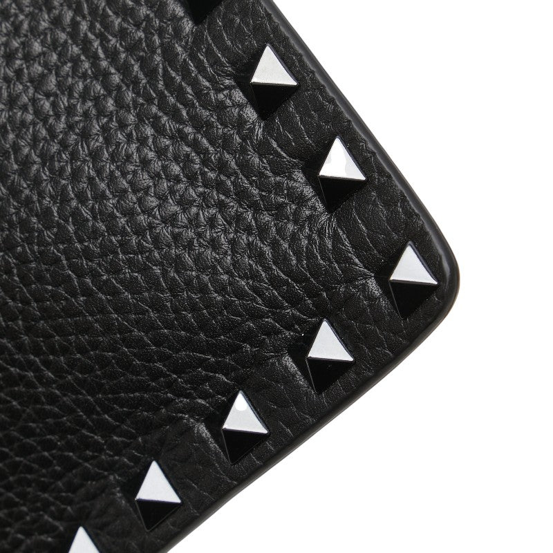 ヴァレンティノ ロックスタッズ クラッチバッグ ブラック レザー レディース VALENTINO 【中古】