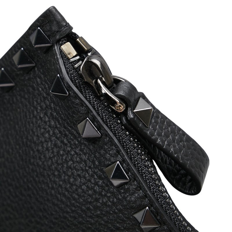ヴァレンティノ ロックスタッズ クラッチバッグ ブラック レザー レディース VALENTINO 【中古】