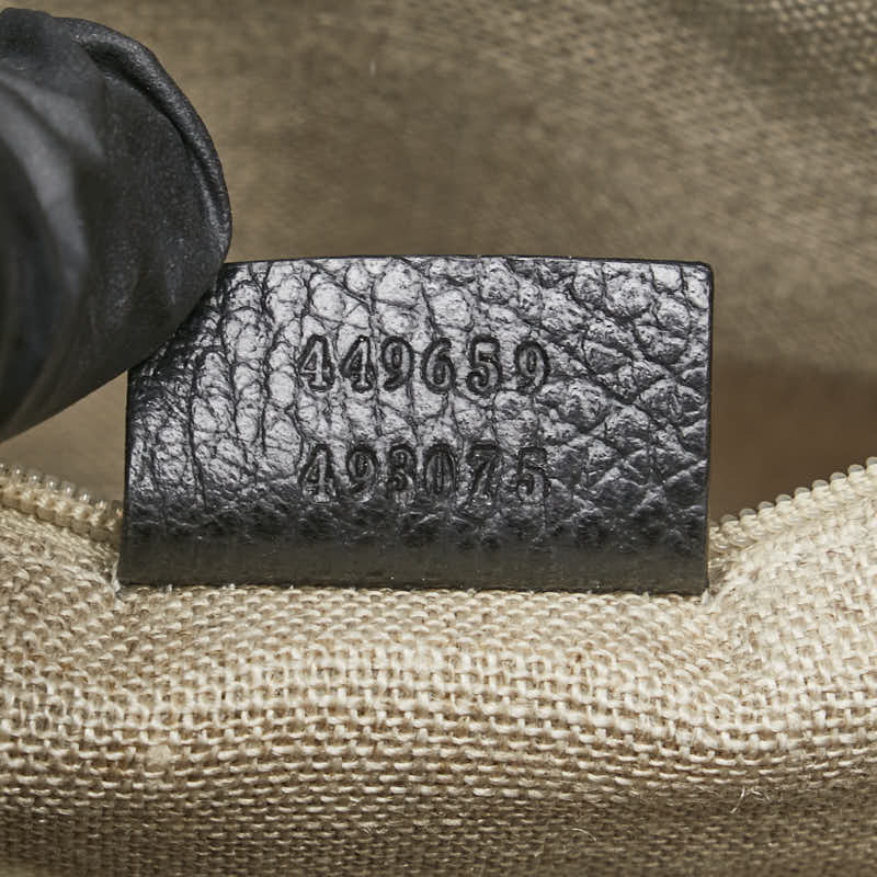 グッチ インターロッキングG ハンドバッグ 449659 ブラック レザー レディース GUCCI 【中古】