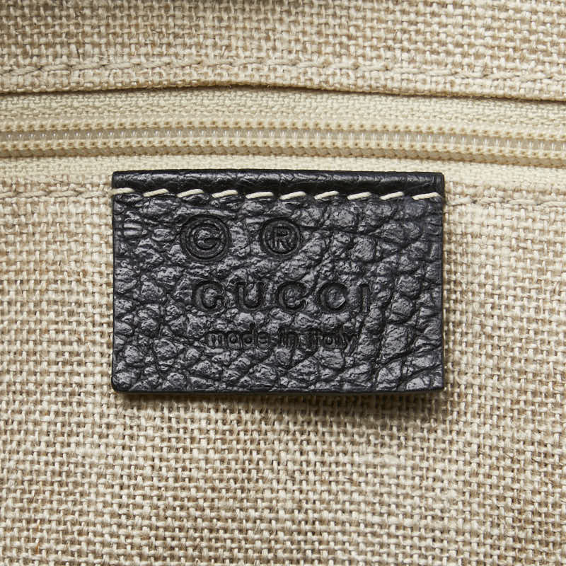 グッチ インターロッキングG ハンドバッグ 449659 ブラック レザー レディース GUCCI 【中古】