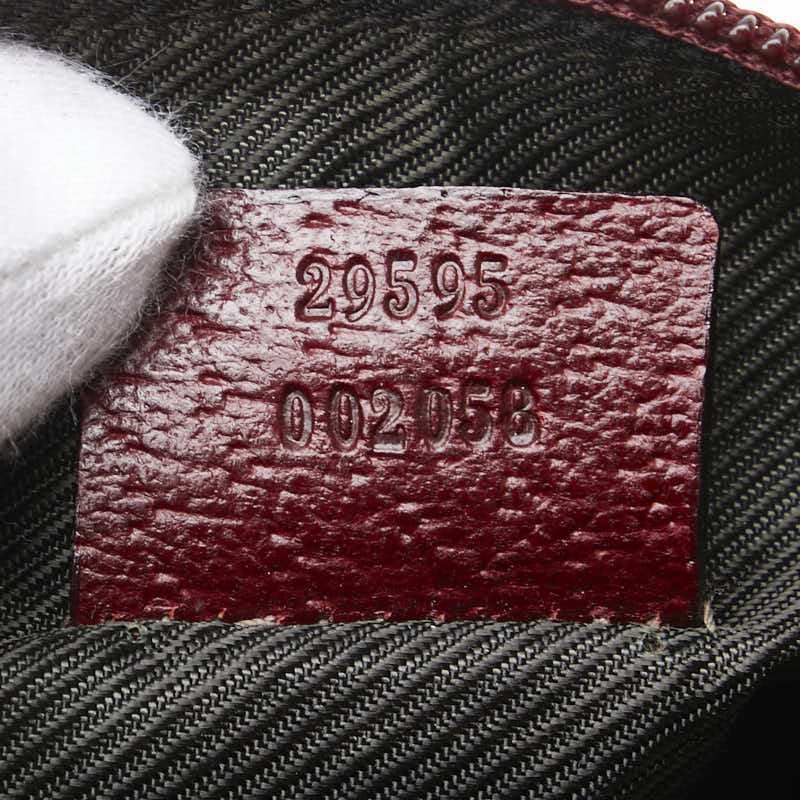 グッチ GGキャンバス ポーチ 29595 ベージュ ワインレッド キャンバス レザー レディース GUCCI 【中古】