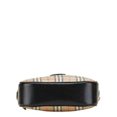 バーバリー ノバチェック シャドーホース ショルダーバッグ ブラック ベージュ キャンバス レザー レディース BURBERRY 【中古】