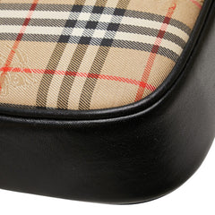 バーバリー ノバチェック シャドーホース ショルダーバッグ ブラック ベージュ キャンバス レザー レディース BURBERRY 【中古】