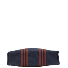 エルメス フールトゥPM ハンドバッグ トートバッグ ネイビー ブラウン キャンバス レディース HERMES 【中古】