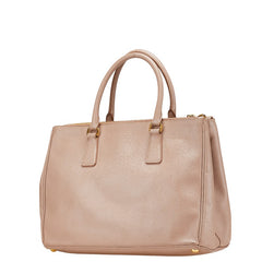 プラダ 三角ロゴプレート ガレリア ハンドバッグ ショルダーバッグ 2WAY ピンクベージュ レザー レディース PRADA 【中古】