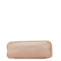 プラダ 三角ロゴプレート ガレリア ハンドバッグ ショルダーバッグ 2WAY ピンクベージュ レザー レディース PRADA 【中古】