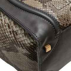 セリーヌ ラゲージ ミニショッパー パイソン ハンドバッグ カーキ ブラウン ブラック レザー レディース CELINE 【中古】