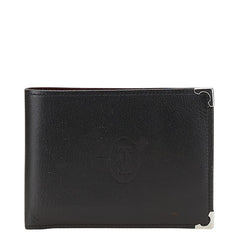 カルティエ マストライン 二つ折り財布 ブラック レザー メンズ CARTIER 【中古】