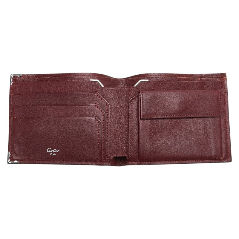 カルティエ マストライン 二つ折り財布 ブラック レザー メンズ CARTIER 【中古】