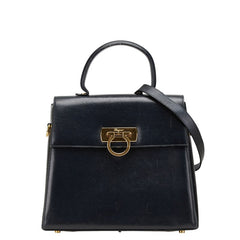 サルヴァトーレフェラガモ ガンチーニ ハンドバッグ ショルダーバッグ 2WAY E210536 ブラック レザー レディース Salvatore Ferragamo 【中古】