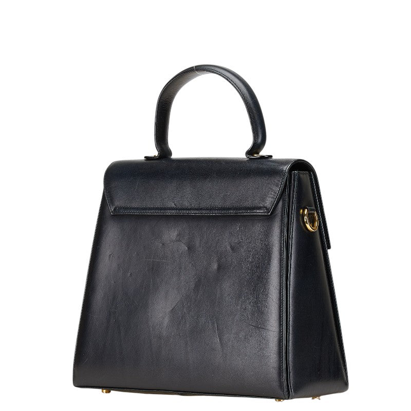 サルヴァトーレフェラガモ ガンチーニ ハンドバッグ ショルダーバッグ 2WAY E210536 ブラック レザー レディース Salvatore Ferragamo 【中古】