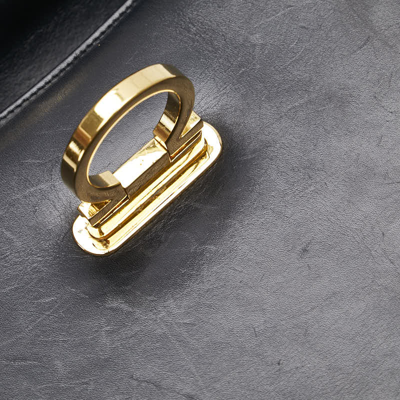サルヴァトーレフェラガモ ガンチーニ ハンドバッグ ショルダーバッグ 2WAY E210536 ブラック レザー レディース Salvatore Ferragamo 【中古】