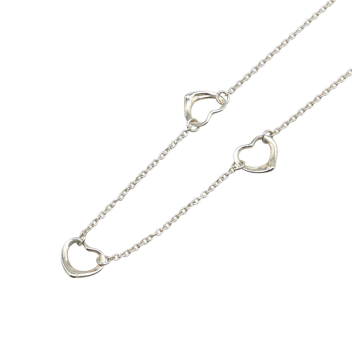ティファニー エルサ ペレッティ 3P オープンハート ネックレス スターリングシルバー レディース TIFFANY&Co. 【中古】