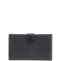 シャネル ココマーク 長財布 ブラック キャビアスキン レディース CHANEL 【中古】