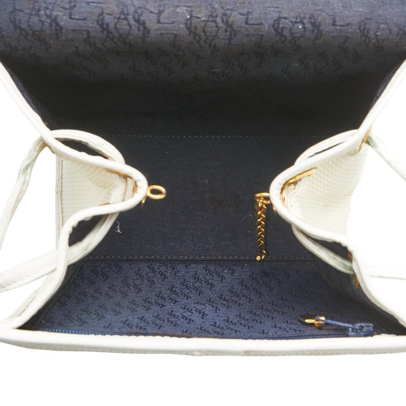 サンローラン YSLモノグラム ショルダーバッグ ホワイト レザー レディース SAINT LAURENT 【中古】