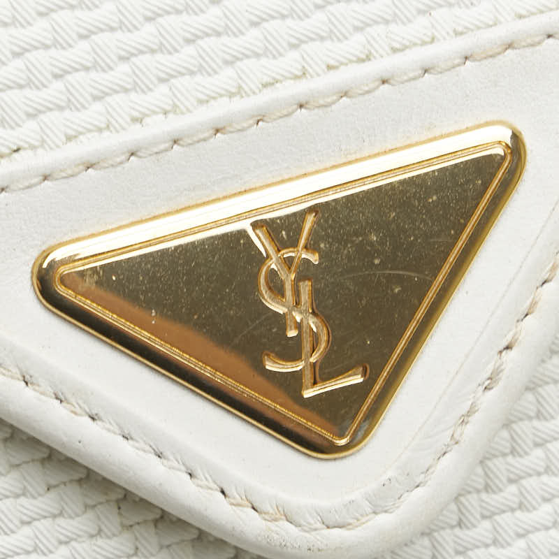 サンローラン YSLモノグラム ショルダーバッグ ホワイト レザー レディース SAINT LAURENT 【中古】