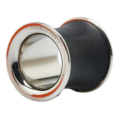 エルメス 筒型 スカーフリング ブラック シルバー レザー メタル レディース HERMES 【中古】