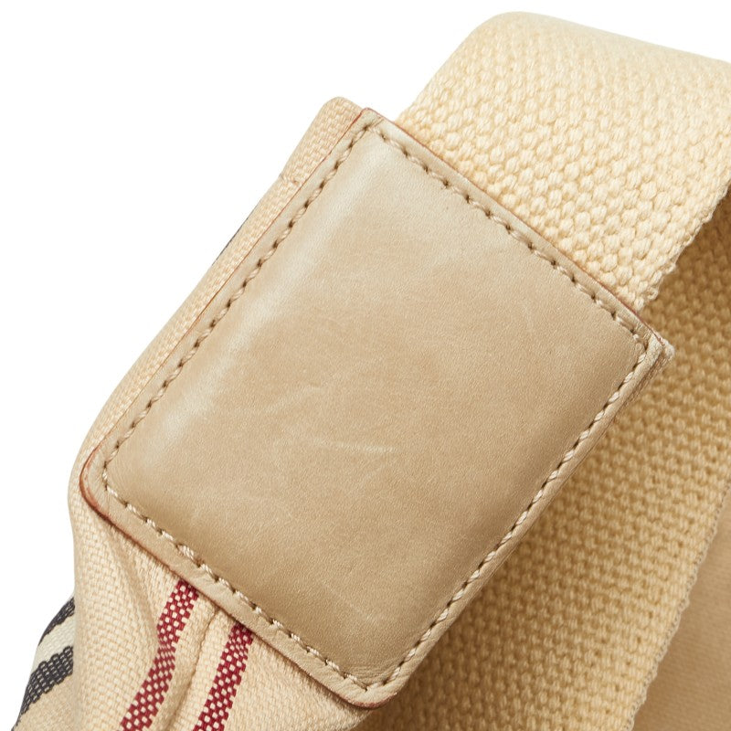 バーバリー ストライプ ワンショルダーバッグ ベージュ キャンバス レザー レディース BURBERRY 【中古】