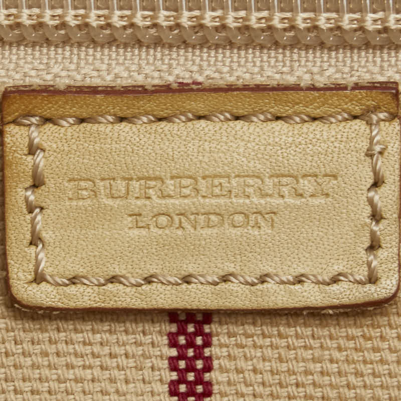 バーバリー ストライプ ワンショルダーバッグ ベージュ キャンバス レザー レディース BURBERRY 【中古】