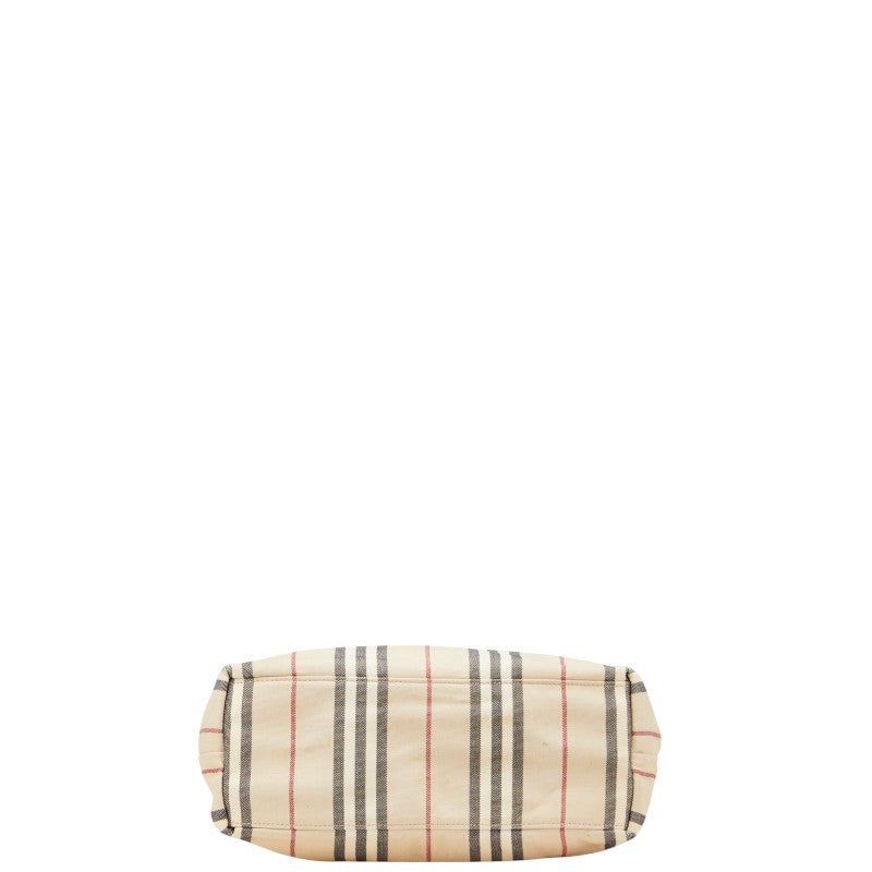 バーバリー ストライプ ワンショルダーバッグ ベージュ キャンバス レザー レディース BURBERRY 【中古】