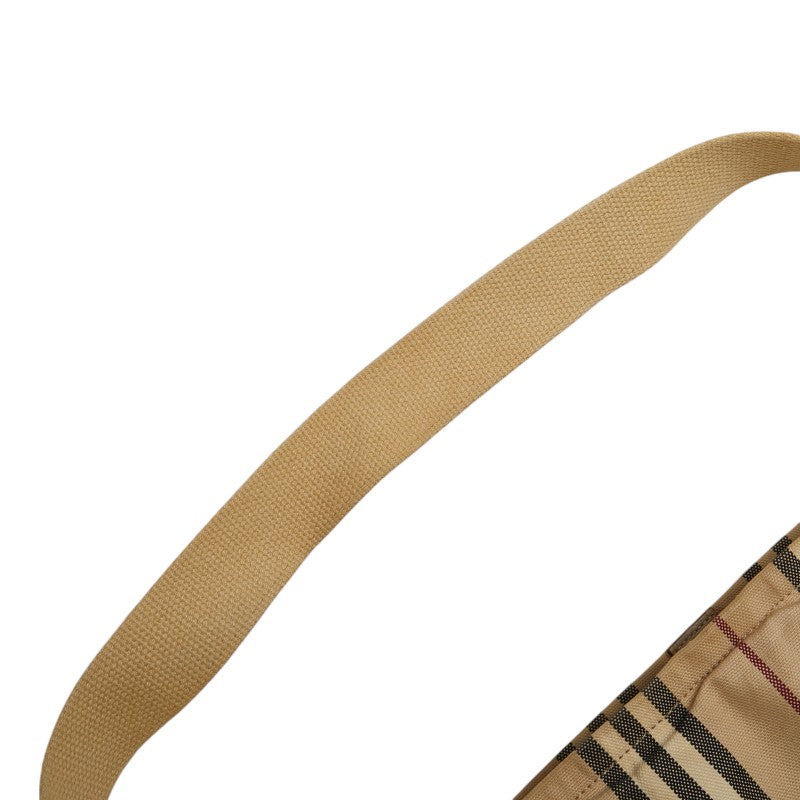 バーバリー ストライプ ワンショルダーバッグ ベージュ キャンバス レザー レディース BURBERRY 【中古】
