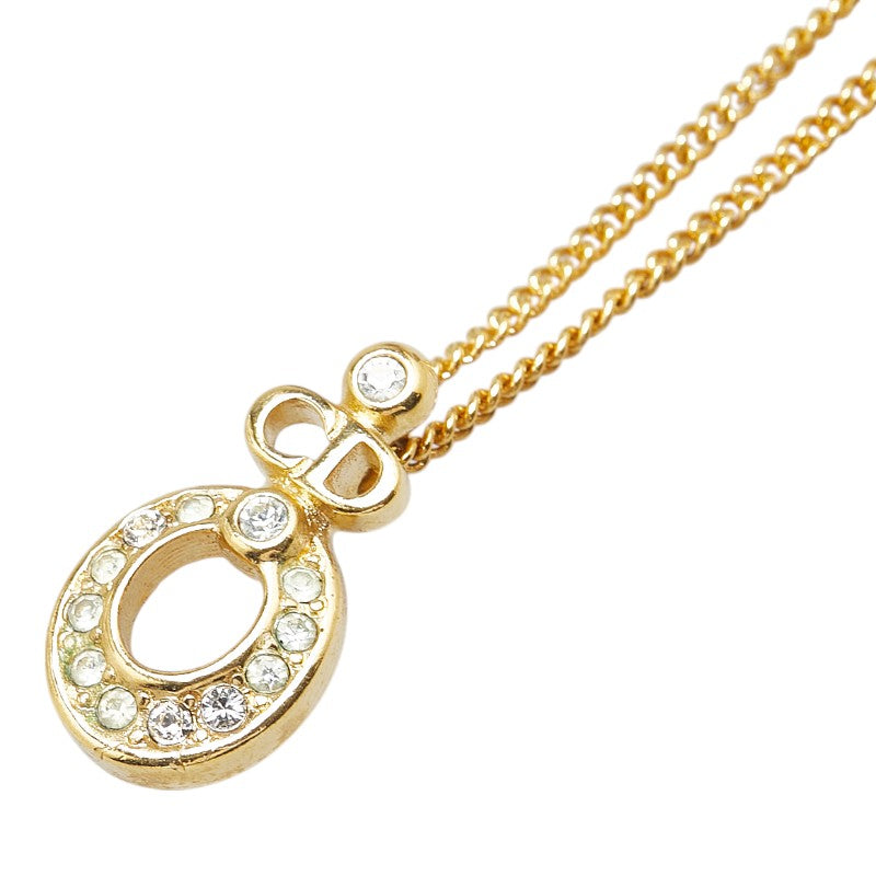 ディオール CDロゴ ラインストーン ネックレス ゴールド メッキ レディース Dior 【中古】