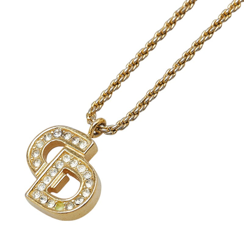 ディオール CDロゴ ラインストーン ネックレス ゴールド メッキ レディース Dior 【中古】