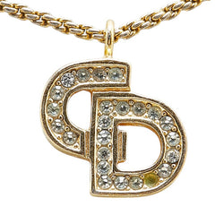 ディオール CDロゴ ラインストーン ネックレス ゴールド メッキ レディース Dior 【中古】