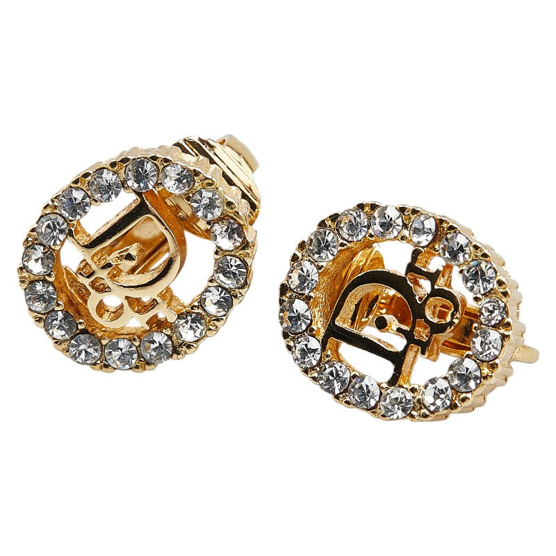 ディオール ロゴ ラインストーン イヤリング ゴールド メッキ レディース Dior 【中古】