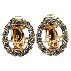 ディオール ロゴ ラインストーン イヤリング ゴールド メッキ レディース Dior 【中古】