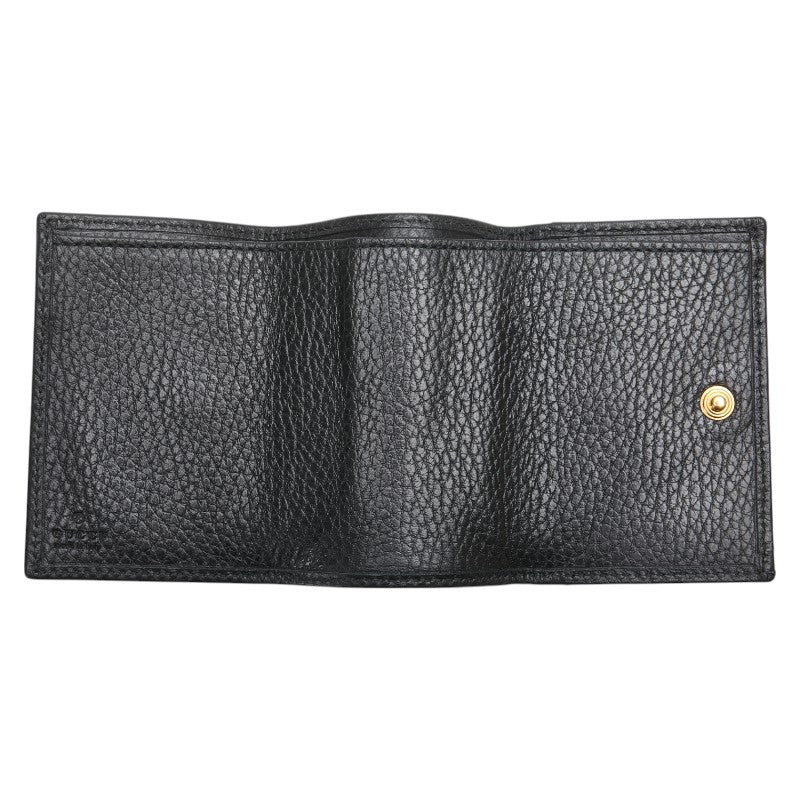 グッチ GGマーモント ミニ財布 二つ折り財布 523277 ブラック レザー レディース GUCCI 【中古】