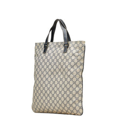 グッチ GGスプリーム ハンドバッグ トートバッグ 131258 ネイビー ベージュ PVC レザー レディース GUCCI 【中古】