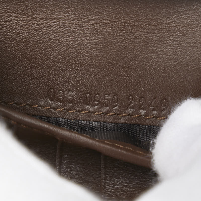グッチ GGキャンバス 二つ折り財布 035 0959 2249 ブラウン キャンバス レザー レディース GUCCI 【中古】