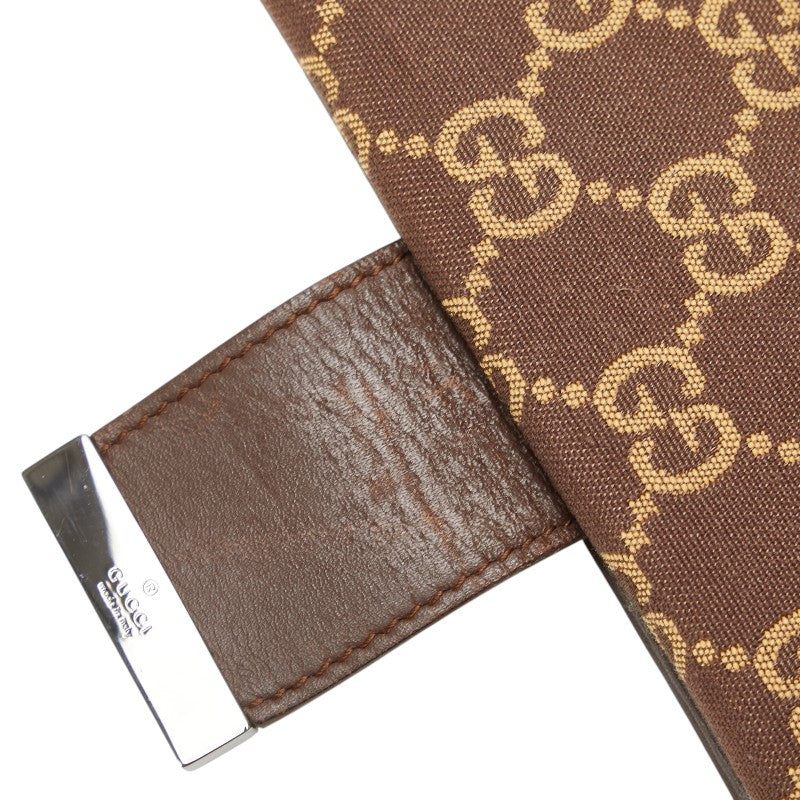 グッチ GGキャンバス 二つ折り財布 035 0959 2249 ブラウン キャンバス レザー レディース GUCCI 【中古】