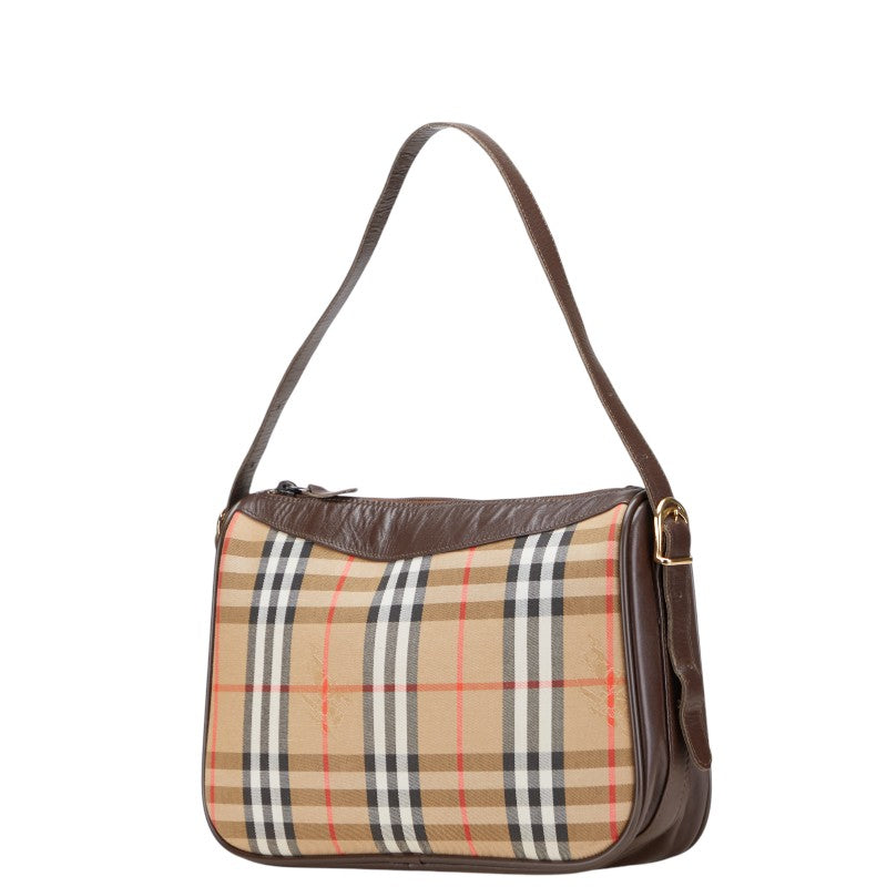 バーバリー ノバチェック シャドーホース ワンショルダーバッグ ベージュ マルチカラー キャンバス レザー レディース BURBERRY 【中古】