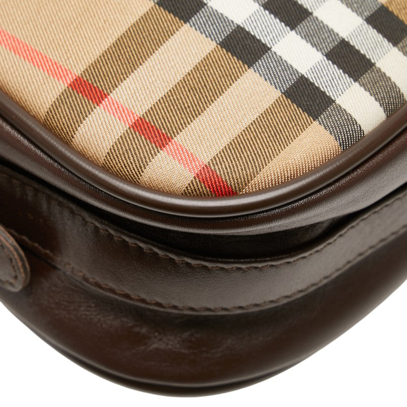 バーバリー ノバチェック シャドーホース ワンショルダーバッグ ベージュ マルチカラー キャンバス レザー レディース BURBERRY 【中古】